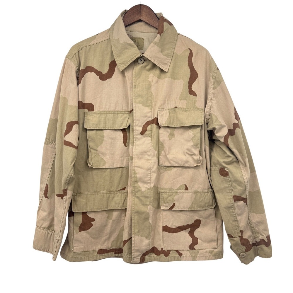 US Military Desert Camouflage Combat Ripstop Jacket DCU 3 Color‎ Camo Sz L Short